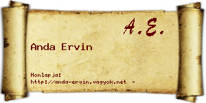 Anda Ervin névjegykártya